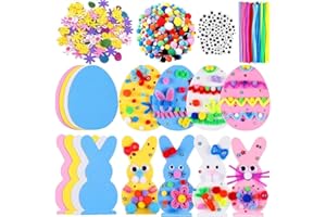 Afoxon Easter Craft Kits for Kids, Easter Egg Bunny Felt Ornaments, DIY Easter Rabbit Foam Stickers Decorative for Easter Party Home Decor