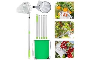 Taufe Recogedor de frutas con palo de acero inoxidable ligero, 2 m recogedor de frutas, recoge cerezas telescópico, recoge frutas telescópicas, herramienta recoge para recoger manzanas, cítricos