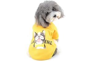 Zunea Sudadera para Perros Pequeños Ropa de Invierno Cálido Abrigo Jersey Suéter de Algodón Acolchado para Cachorros Mascotas Chihuahua Yorkshire Gatos para Clima Frío Amarillo L