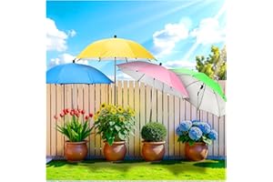FUBEGI Plant Umbrellas for Outdoor Plants, 4pcs Adjustable Height & Angle Garden Umbrella Shade Cover from Blazing Sun Rain, 63cm Large Sunblock Plant Umbrella Shade Set for Potted Plants Garden Bed Flower