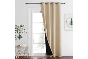 ‎PONY DANCE PONY DANCE Verdunkelungsvorhang Ösen 1 Stück H 240 x B 140 cm Thermovorhang Hitzeschutz Tür Doppellagige und Schwere Vorhänge Hitzeschutz und Wärmeisolierend, Biscotti Beige