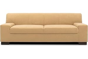 ‎DOMO. COLLECTION DOMO. collection Sofa Norma, 3-Sitzer Couch, 3er Polster-Garnitur mit Holzfüßen, 212 x 85 x 74 cm (BxTxH), Feinstoff beige