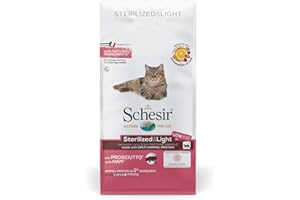 Schesir Linea Light- Cibo Secco per Gatti Adulti Sterilizzati, con Prosciutto, Sacco da 10 Kg