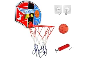 Koolbitz Basketball Hoop Indoor for Kids, 34CM Over Door Basketball Hoop Set with PVC Back Board, Ball and Hanger to Hang Over The Door Outdoor Indoor Activities Fun Game for Boys and Girls 3+ Years