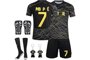yumcute Kids Football Kit, Football Training Shirts with Shorts, Socks Football Guard Plate and Keychain Football Kits for Kids Home and Away No. 7/9 Football Jerseys Kits Gifts for Boys