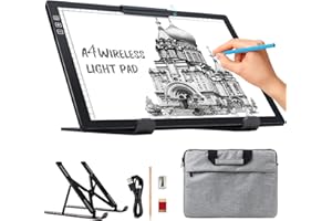 elice Pannello luminoso DIN A4 con tasca/supporto, ricaricabile A4, 6 livelli di luminosità e piastra da disegno dimmerabile, luce per Diamond Painting, disegno, schizzi, tatuaggi