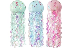 ETERSPR 3Pcs Linternas de Papel de Medusas, Linternas de Medusas, Decoración Colgante de Linterna, para Decoración de Fiestas, Eventos de Centros Comerciales, Bodas