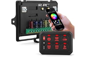 Bluetooth-fjärrkontrollpanel Chelhead 6-vägs, multifunktionell stroboskopisk dimbar bakgrundsbelyst RGB-brytarpanel, kompatib