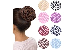 EIH1 8 Pezzi Copertura a Rete per Danza Classica con Elastico,Retina per Capelli Chignon Retina per Capelli Chignon Bambina con Perline Retine per Capelli per Hotel Infermiera