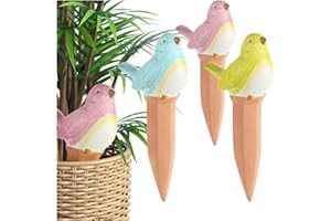 COM-FOUR® 3x automatyczne nawadnianie roslin domowych - dozownik wody do roslin - szyszki gliniane do podlewania kwiatów - hydrokolce (03 sztuki - ptaki)