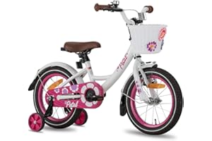 HILAND ins Star, 14 16 pollici bicicletta per bambini 3-6 anni con ruote di formazione, freno a mano, parafanghi giallo 400mm-500mm telaio, colore giallo…