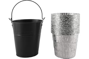 BBQ-PLUS Pellet Smoker Grill Black Grease Drip Bucket with 20 Pack Disposable Foil Liner for Traeger Grills Wood Pellet Models 20/22/34 Series/Pit Boss/Z Grill/Oklahoma Joe/Camp Chef and Others