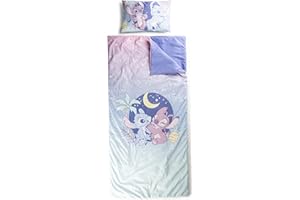 Jay Franco Set de 2 con Almohada y Manta de Lilo y Stitch Disney, Suave Saco de Dormir Infantil con Bolsa y Almohada, para Fiestas de Pijamas, Viajes y acampadas
