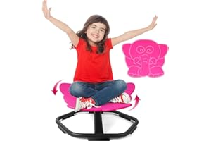 TERRAMUS Silla giratoria para niños, taburete giratorio para entrenamiento de coordinación física y equilibrio, asiento giratorio de 360°, juguete de detección de autismo para niños y niñas (rosa)