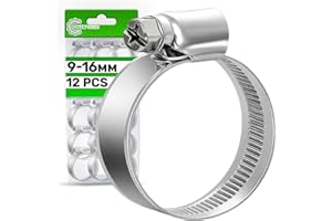 Juego de 12 Piezas Abrazaderas Metalicas Ø 9-16 mm Tiene un Acabado Galvanizado con un Revestimiento de ≥ 5 Micras - ONIX TECH