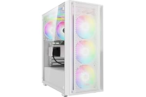 GAMDIAS Aura GC2 Elite ARGB ATX Gaming Midi-Tower PC-Gehäuse, 4 x 120-mm-ARGB-Lüfter, High Airflow Mesh Front Panel, Werkzeuglose Installation Tempered Glass Side Panel, Motherboard Sync, Weiß