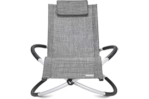 CASARIA Tumbona Mecedora Gris Plegable Balancín Ergonómico Exterior hasta 180Kg Silla de Relax Salón