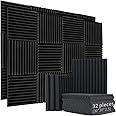 32 Pack Acoustic Foam Panel, 1" X 12" X 12" High-Density Sound Proofing Panels, Enhanced Acoustics and Audio Quality, Soundproofing Foam for Recording Studios, Home Theaters, Bedrooms, Offices
