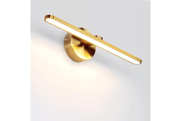 MantoLite LED Latón Brillante Lámparas, 40CM 12W Interior Iluminación Luz de Espejo, IP44 3000K Aplique de Pared Baño Cuadro Lámpara de Lectura Cabecera para Cuadros y Expositores