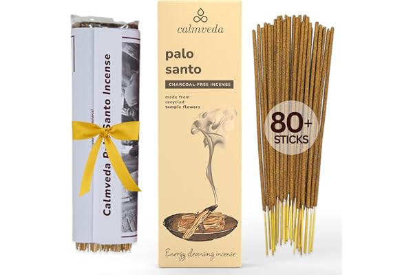 Heliga Palo Santo rökelsepinnar - 80 kolfri rökelse, gjord av återvunna blommor | Cleansing Incense Sticks Spiritual eller Inciensos para Sacar Malas Energias