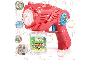 ZWOOS Pistolet à Bulles Automatique pour Enfants, Machine à Bulles de Savon avec 110ml Solution à Bulles, Jouet Bubble Gun Rechargeable pour Mariage/Anniversaire/Fête(Rose)