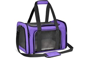 Qlfyuu Transport Bag for Cat Dog, Foldable Carry Box for Medium Small Pets on Aeroplane, Transport Box for Pets Medium Small Dog Cat, 15 lbs Cats Dogs Carry Box (Purple, Medium)