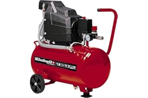 Einhell Compresor TC-AC 190/24/8 (máx. 8 bar, depósito de 24 l, lubricación por aceite, reductor de presión, manómetro + acoplamiento rápido, válvula antirretorno, soporte con tope de goma)