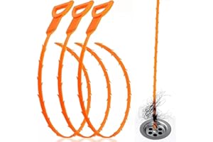 JUNE TECH Clog Remover Tool 64cm Length Drain Cleaner Sticks for Sink, Pipe and Tub - Plumbing unclogger Tool for Clogged Drains in Shower, Hair Catcher for Bathroom, Kitchen, Bathtub (Orange *3)