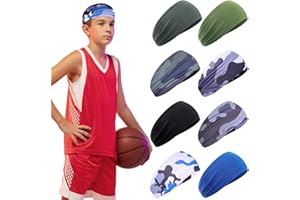 ONEANT 8 Stück Stirnbänder für Jungen Sportliche Schweißbänder Kinder Sport-Stirnbänder, Atmungsaktive Stirnbänder, Elastisches Schweiß-Stirnband für Mädchen Jungen Fußball, Basketball, Laufen, Training