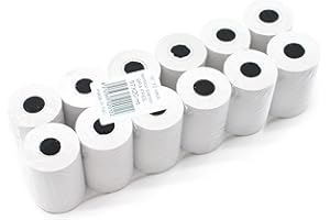 FOXNEC 12 Rotoli Pos - 57mm x 20M - Rotoli Pos di Carta Termica - Senza BPA - Ricevute Bancomat Rotolini per Terminale Pos e Pagamento Elettronico