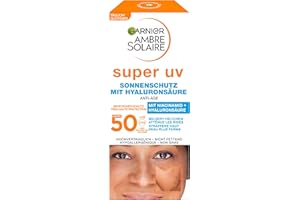 ‎GARNIER Garnier Anti-Aging Sonnencreme mit LSF 50, Sonnenschutz mit Hyaluron und Vitamin B gegen Falten und Trockenheit, Ambre Solaire, 1 x 50 ml