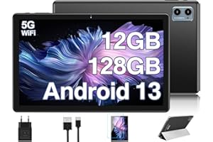 Oangcc 2023 Newest Android 13 OS Tablet 10 Pollici 12GB +128GB (TF 1TB),FHD Tablets con 5G+2.4G WiFi, 2.0 GHz Octa Core| Widget| 6000mAh| 5+8MP| BT 5.0| GPS| Tablet in Offerta con Caso - Nero
