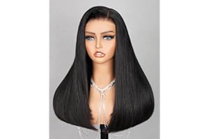 MEGALOOK Salon-Quality Wear and Go Glueless Wig Human Hair 5x6 Pre Cut Lace Frontal Wig for Black Women 220% Density 12A Silky Straight Wig Upgraded Pre Plucked Bleached Knots Wig Human hair 16 Inch