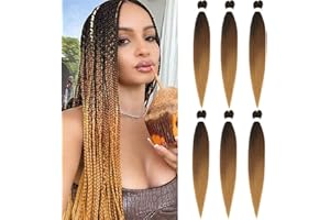 ‎CHRAYLEND Vorgedehntes Flechthaar Easy Braid Professional Juckreizfreie Kunstfaser-Häkelborten Yaki Texture Hair Extensions 6 Packungen Braid Hair 30 inch (1B/30/27#)