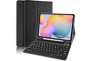 Lachesis Keyboard Case for Samsung Galaxy Tab S6 Lite 10.4'' (SM-P610/P615/P613/P619,2020/2022), Business Leather Folio Cover with Detachable Magnetically Bluetooth Keyboard with S-Pen Holder, Black