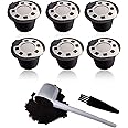 KASTWAVE Refillable Capsules for Compatible with Nespresso,Silver Reusable Coffee Capsule Pods for Compatible with Nespresso Machines with Coffee Spoon with Brush (OriginalLine Compatible Only)6 Pack