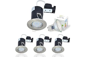 HiBay 4X 5W Dimmable Fire Rated GU10 LED Downlights Recessed Ceiling Lights Spotlight Brushed Chrome Warm White 240V
