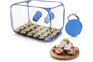 GUGXIOM Still Air Box, Kit de Culture de Champignons Portable et Pliable, PVC 2 Ports de Bras 35.5x23.5x23.5' in Diameter Mycology Fume Hood Propagation Stations for Mushroom Lovers