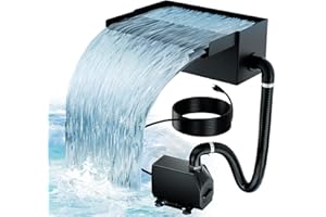 Biling Cascata per laghetto da giardino, in acciaio inox, 20 cm, 40 W, 2500 l/h, pompa con cascata, decorazione stagno patio terrazza parete d'acqua