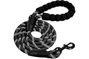 AITVSFAO Dog Lead, 5ft Rope Dog Lead with Soft Padded Handle, Highly Reflective Dog Leads, Dog Training Lead Rope Dog Leash for Large Medium Small Dogs (Black)