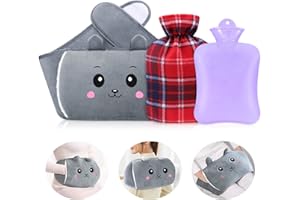 MOTONG Hot Water Bottle with Fluffy Cover,Wearable Waist Belt Hot Warm Water Bottles,Natural Rubber Hot Water Bottle Belt Adult Soft Plush Waist Cover for Pain Relief Back,Neck,Legs,Shoulder(Purple)