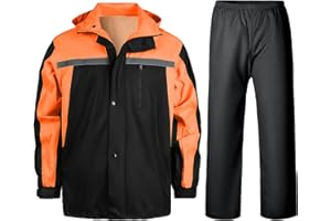 Yukirtiq Traje de Lluvia para Hombres y Mujeres Reflectantes Ropa de Lluvia Chaqueta de Lluvia de Pantalones Ciclismo Traje Impermeable