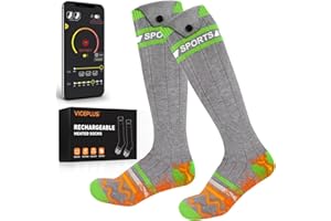 VICEPLUS Calze Riscaldate a Batteria, Calzini riscaldanti 3 Temperature Ricaricabili Calzini Scaldapiedi Con controllo dell'app, 5000 mAH Elettrica Heated Socks per Ciclismo Trekking Regalo di Natale
