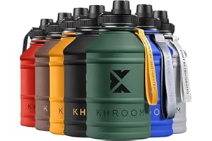 Khroom® Sportowa butelka na napoje ze stali nierdzewnej, 2,2 l pojemności, nadaje się do wody gazowanej, odporna na uszkodzenia, bez BPA, metalowa butelka XXL ze stali nierdzewnej, 2 l, zielona