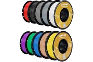 Kingroon PLA Filament Bundle 1.75mm for 3D Printer, 10KG Multicolor 3D Filament Dimensional Accuracy +/- 0.03 mm,3D Printer Filament PLA with Black White Grey Red Blue Yellow Green Purple Skin Silver