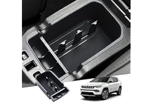 GAFAT J-eep Compass 2017-2020 Caja de Almacenamiento para Apoyabrazos, Bandeja de Reposabrazos, Consola Central Organizador Coche (Negro)