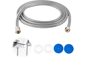 DMKOHI Wąż prysznicowy ze stali nierdzewnej 3 m, srebrny, uniwersalny, ochrona przed przekręceniem, z 2 ogranicznikami przepływu wody, dzięki standardowemu przyłączu 1/2", odporny na zginanie i sprawdzony