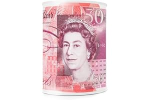 ABERTO BERTO 1PCS MONEY TIN BOX - Sterling Bank Note -TIN Piggy Bank, Coin Tin, Cash Tin, Savings Tin, Money Can, Birthday Money, Holiday & Christmas Fund(1X Small 50P)