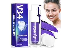 ONWON Purple Teeth Whitening Toothpaste,Lila Zahnpasta Weisse Zähne V34 Color Corrector Zahnaufhellung Zahnpasta Lila Zahncreme Aufhellung für Gelbe Zähne,Lila Stain Removal Teeth,Weiße Zähne Und Gum Repair