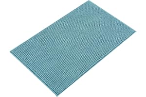 BM ITALIA SRL BM 4146 Tappeto Antiscivolo Assorbente a Pelo in Microfibra Ciniglia 45x75 cm Turchese Tappetino Lavabile Morbido Assorbente da Terra per Vasca, Doccia e Bagno
